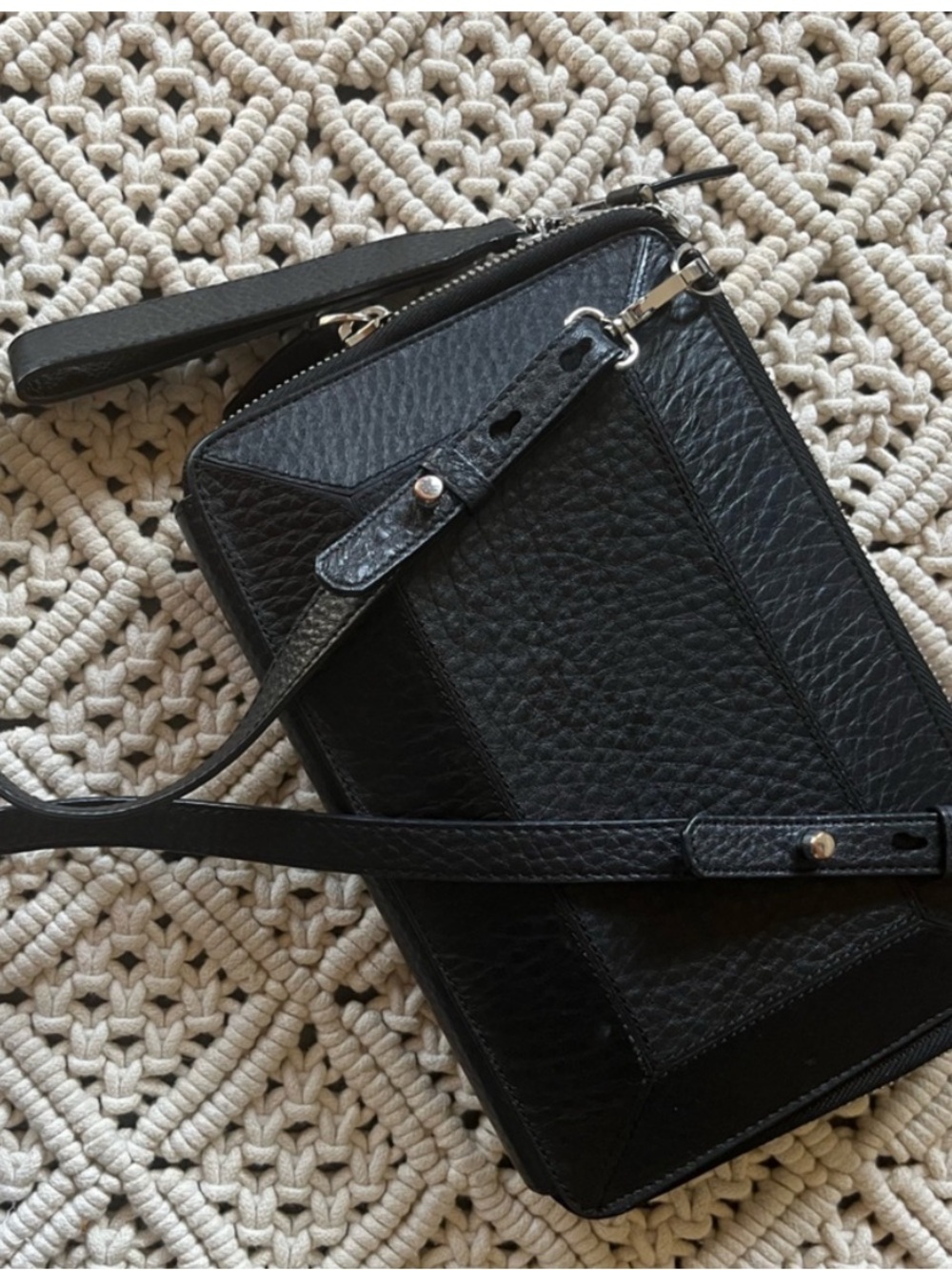 MACKAGE Black Roni Pebbled Leather Structured Crossbody Bag Like New
